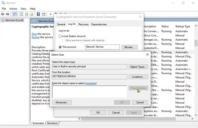 Enter the object name to select) Fix: Steam Service Error