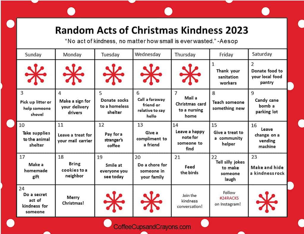 25 Random Acts of Kindness Calendar for Christmas 2023 5