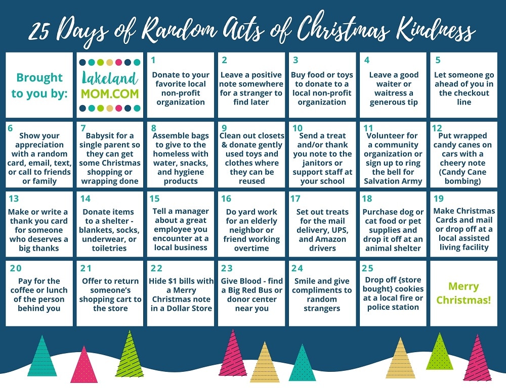 25 Random Acts of Kindness Calendar for Christmas 2023 4