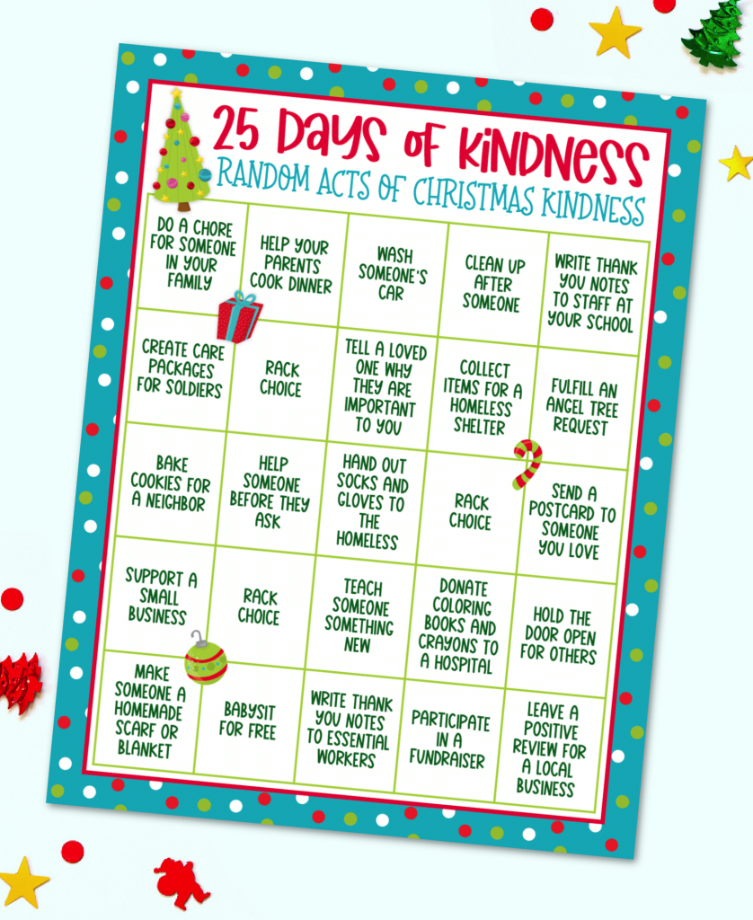 25 Random Acts of Kindness Calendar for Christmas 2023 2