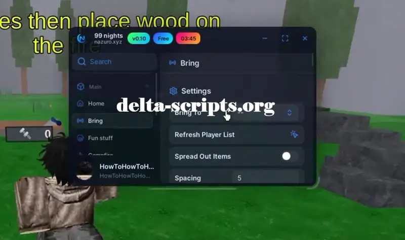 Nazuro Best No Key 99 Nights Script – Kill Aura, Bring Item, ESP