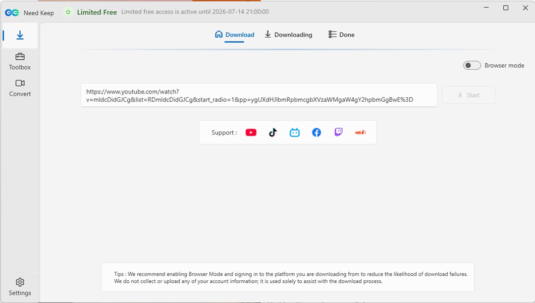 Need Keep AI Video Downloader & Converter