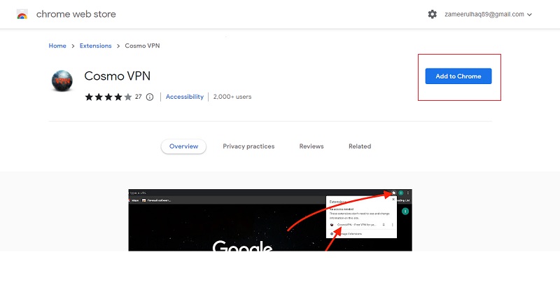 Install Cosmo VPN Chrome Extension